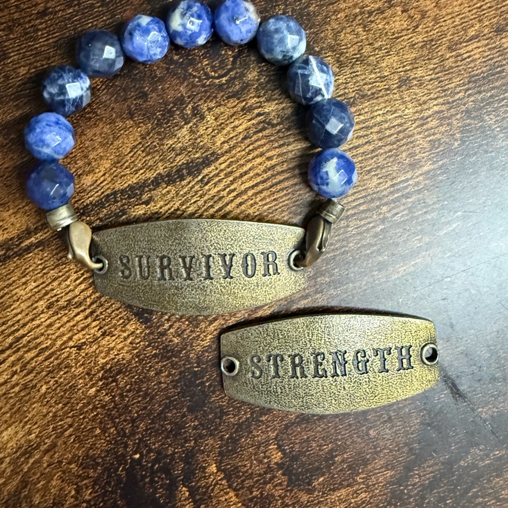 Blue Beaded Bracelet with Inspirational Charms Lenny & Eva